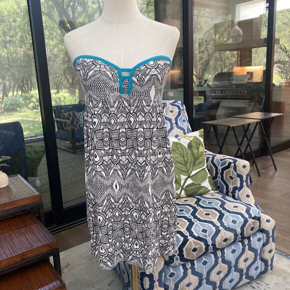 Roxy Perfect Life Dress Womens Large Geometric Strapless Short mini NWT - Picture 1 of 7